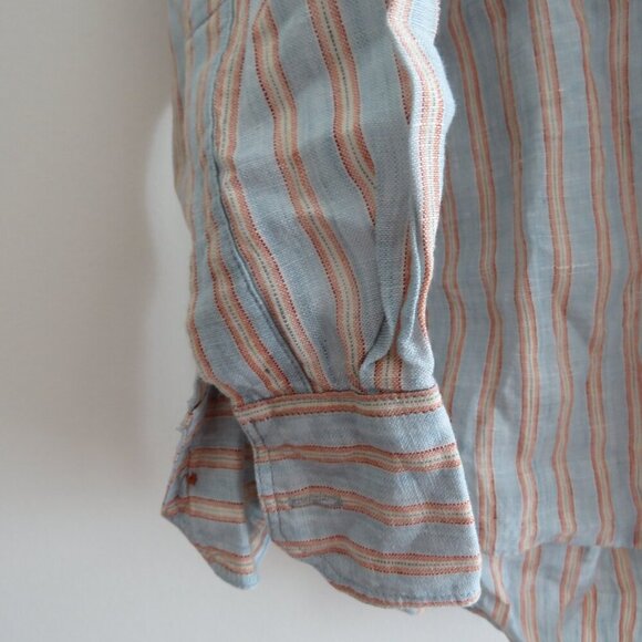 MARTIN GORDON 100% Linen Striped Casual Shirt in Light Blue - Men's Size XL - Picture 6 of 15